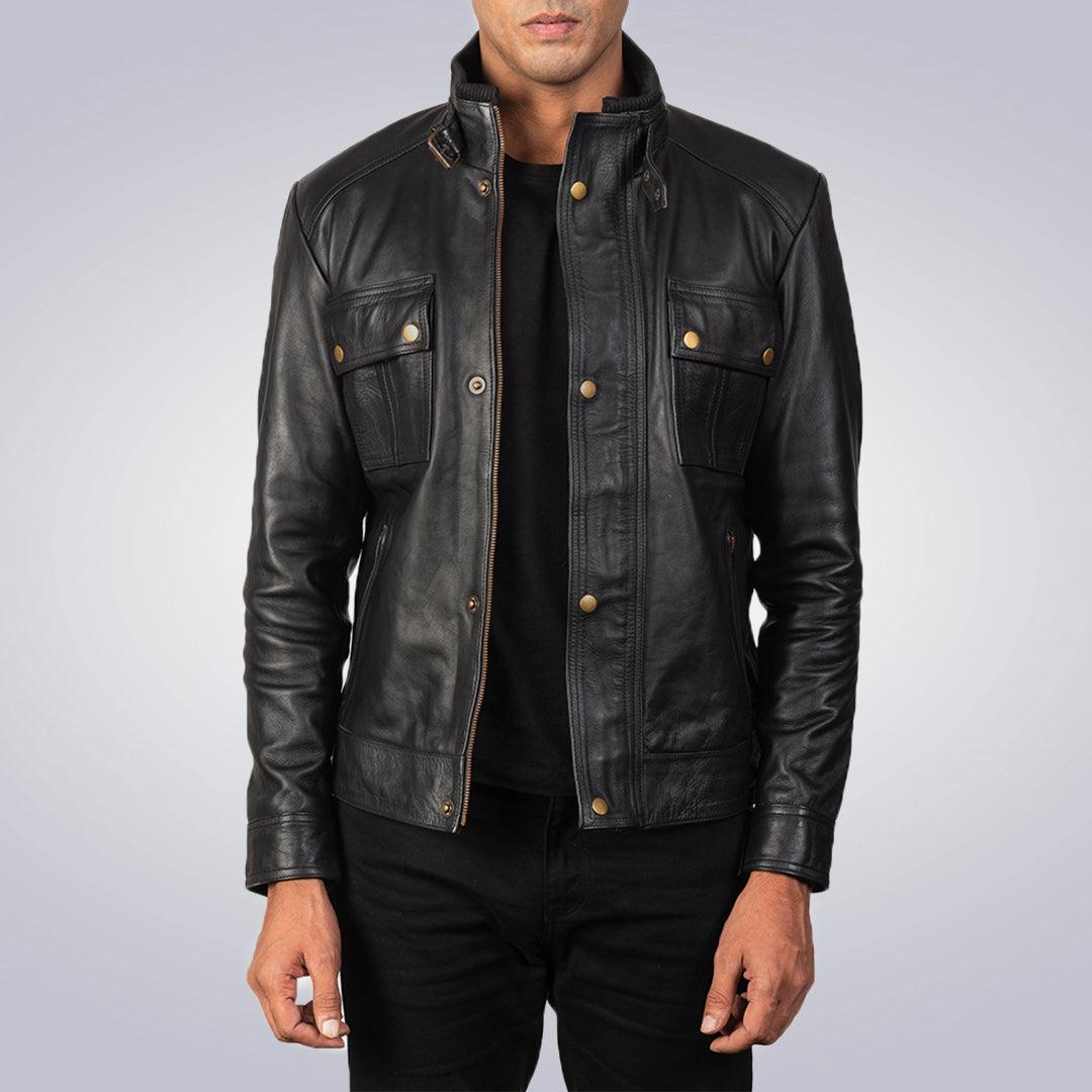 Men's Cowhide Charles Black Leather Jacket - The Urban Tannery